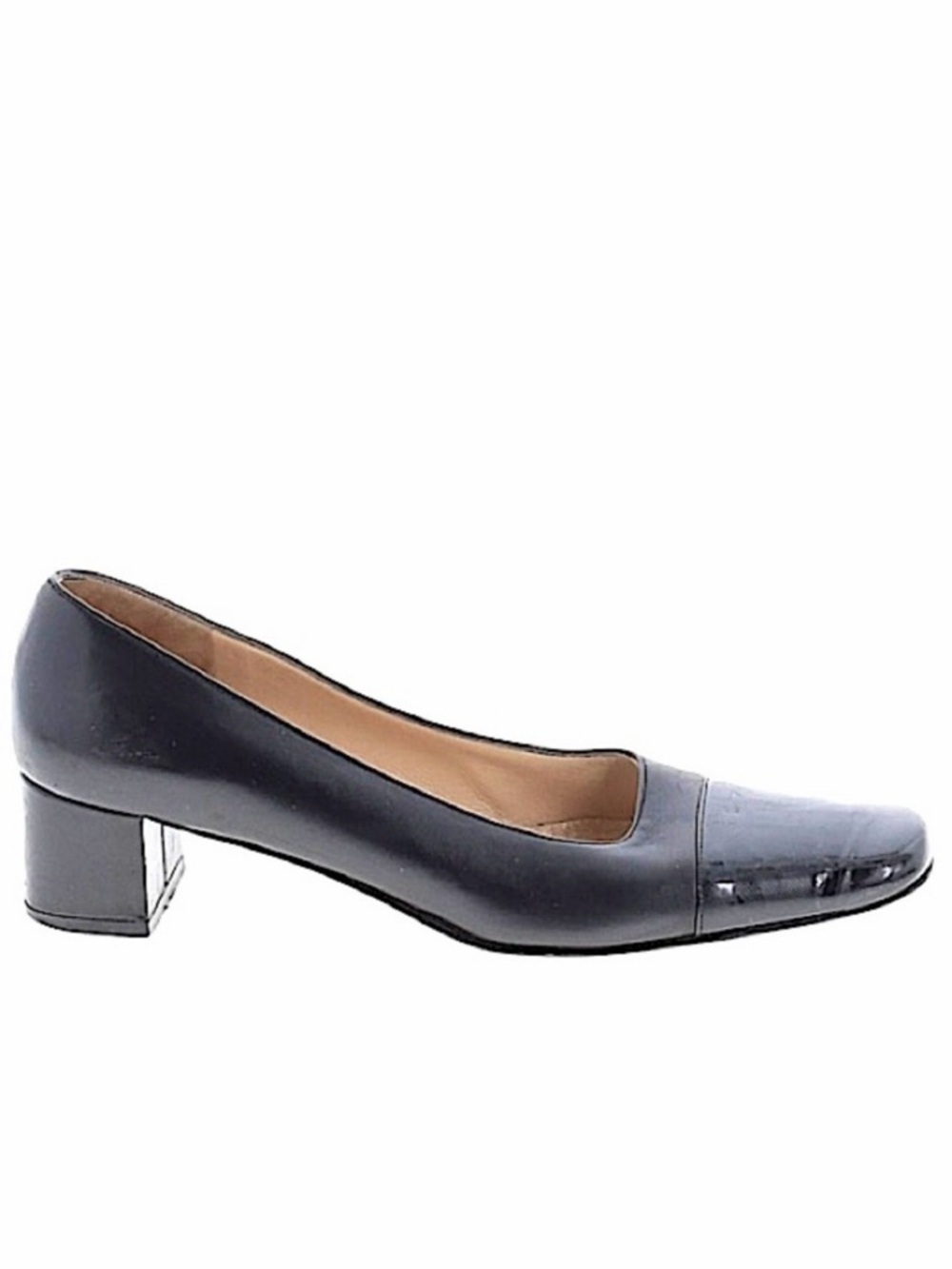 SALVATORE Ferragamo Boutique Black Cap Toe Block Heel Shoes Size 7AAAA